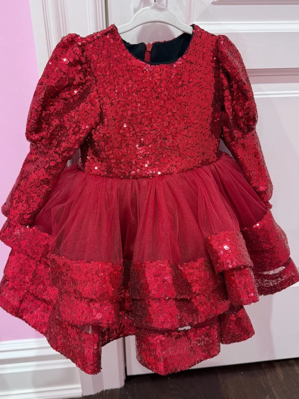 Sparkling Burgundy Sequin Tulle Dress for Kids